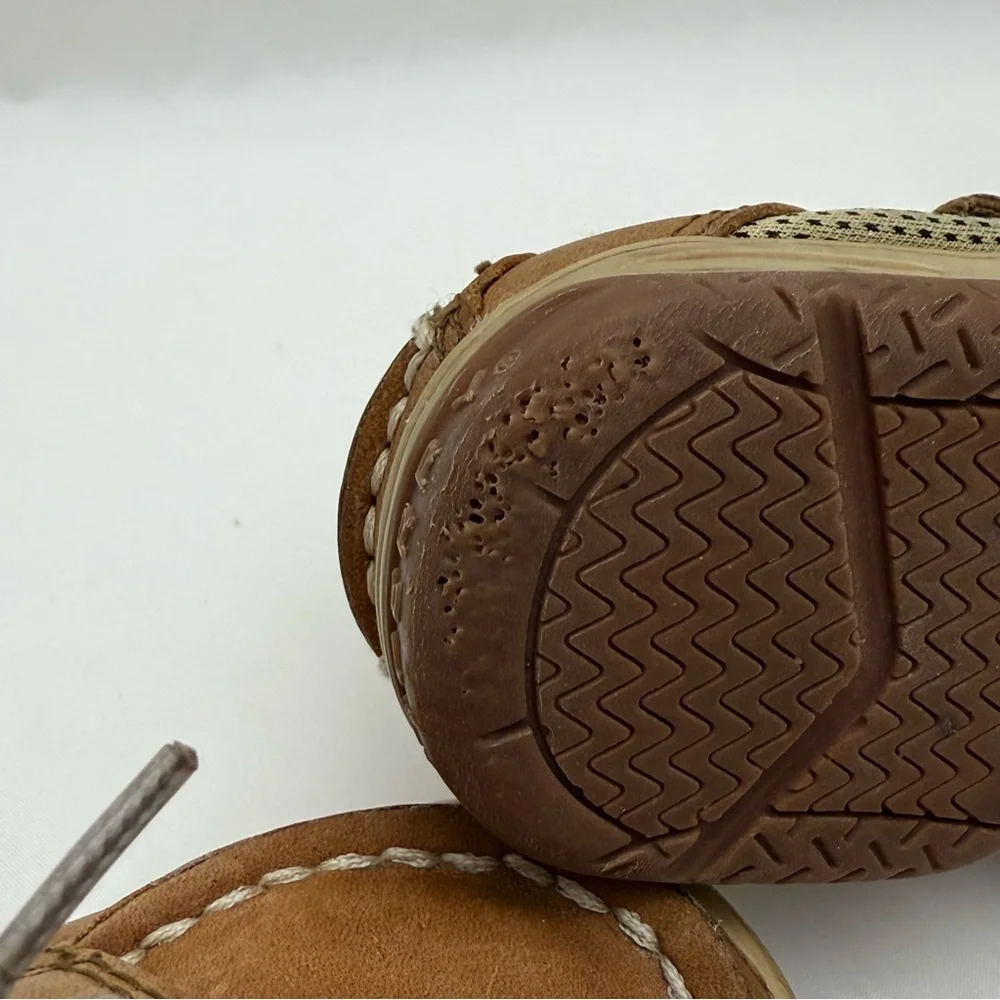 Sperry Billfish Boys Youth 8.5M Tan Leather Boat Shoes Lace Up Moc Toe